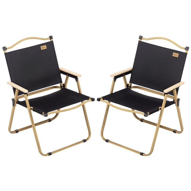 Outsunny Set of 2 Folding Camping Chair, Portable Armchairs, Black