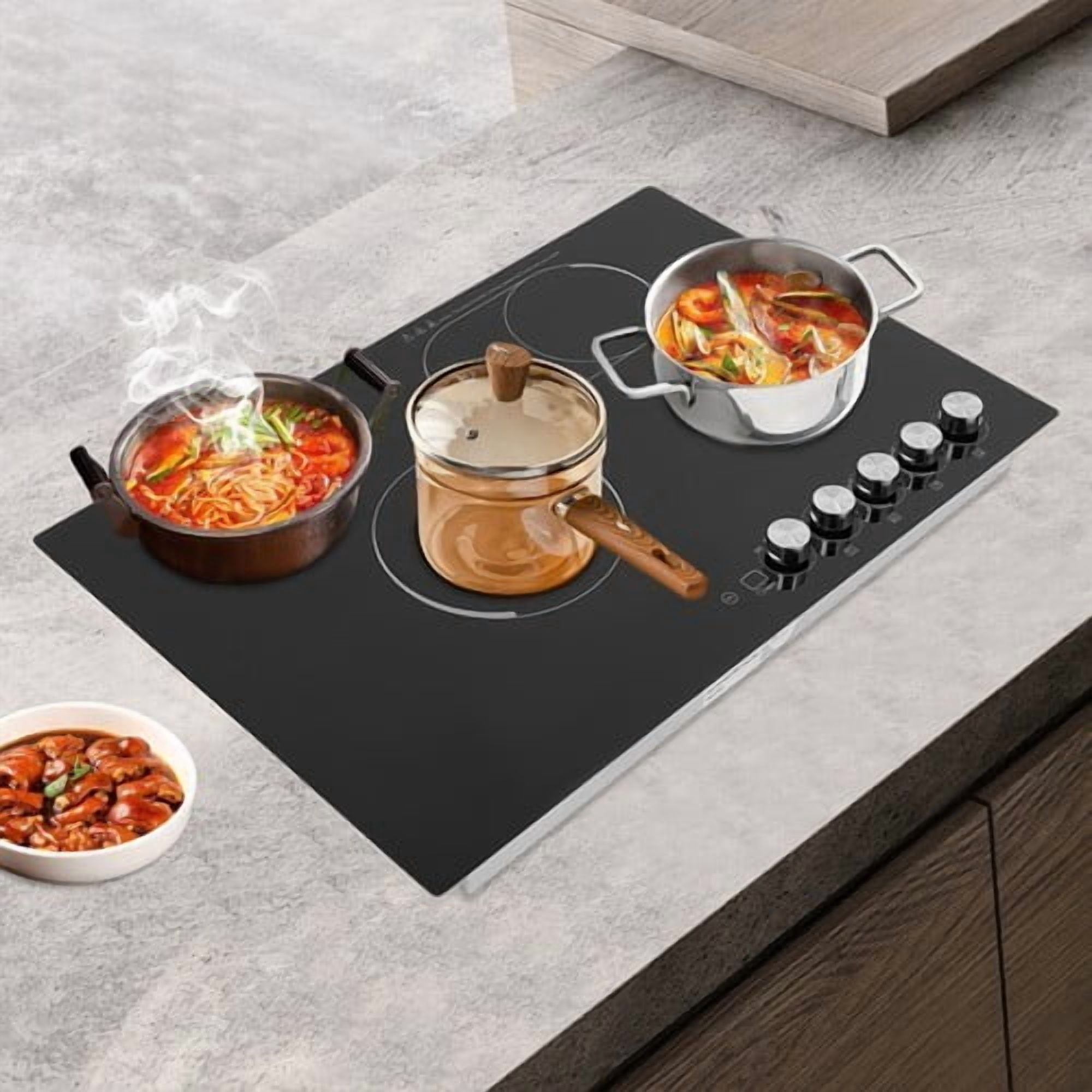 29.53*20.08*3.94in Modern Black Embedded Electric Stovetop 4 Burners Electric Cooktop 110V