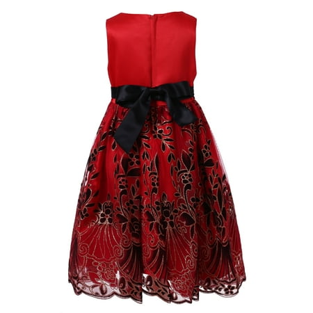 Richie House - Richie House Little Girls Red Black Floral Embroidered ...