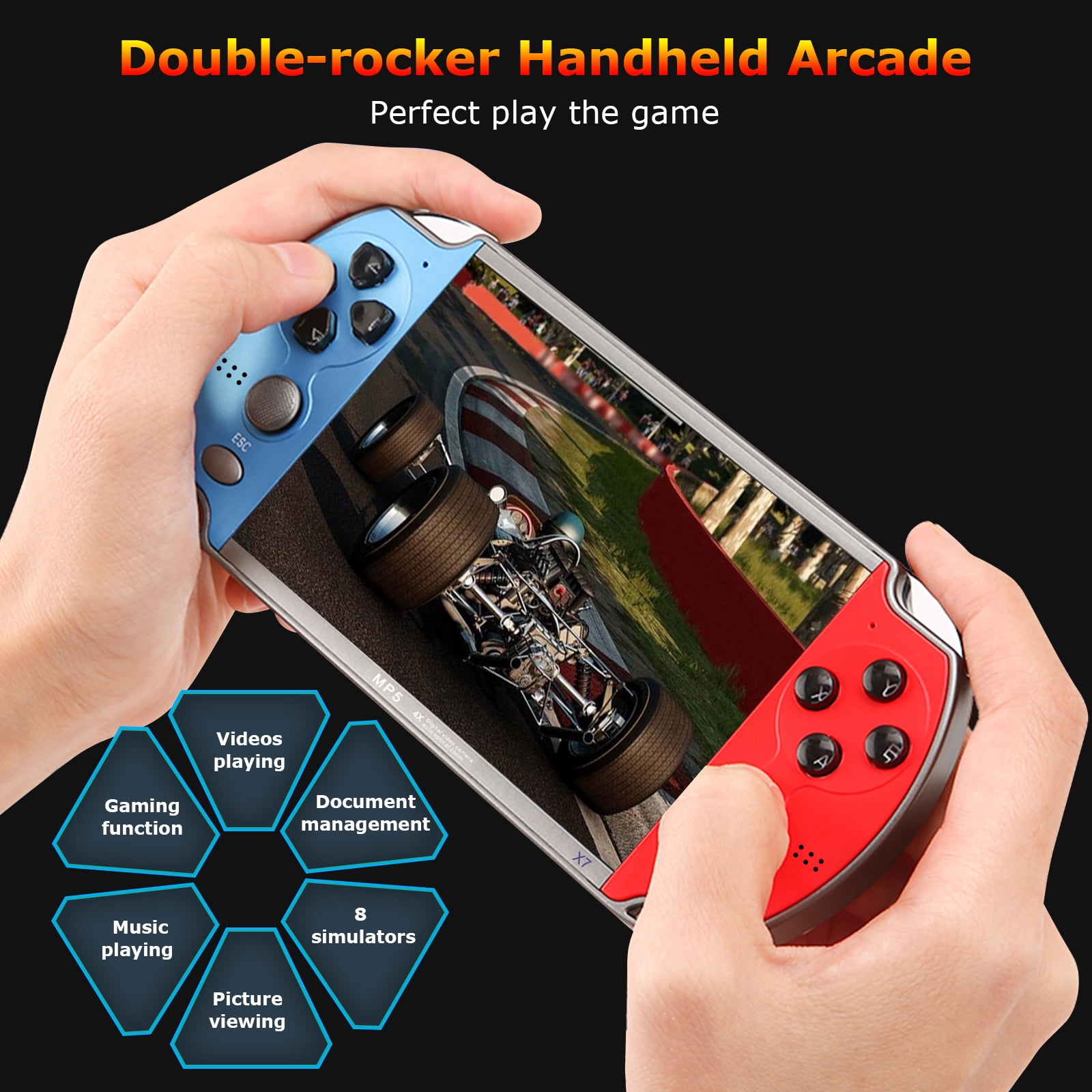 4.3 inch handheld mp5 x7 retro game console 8gb