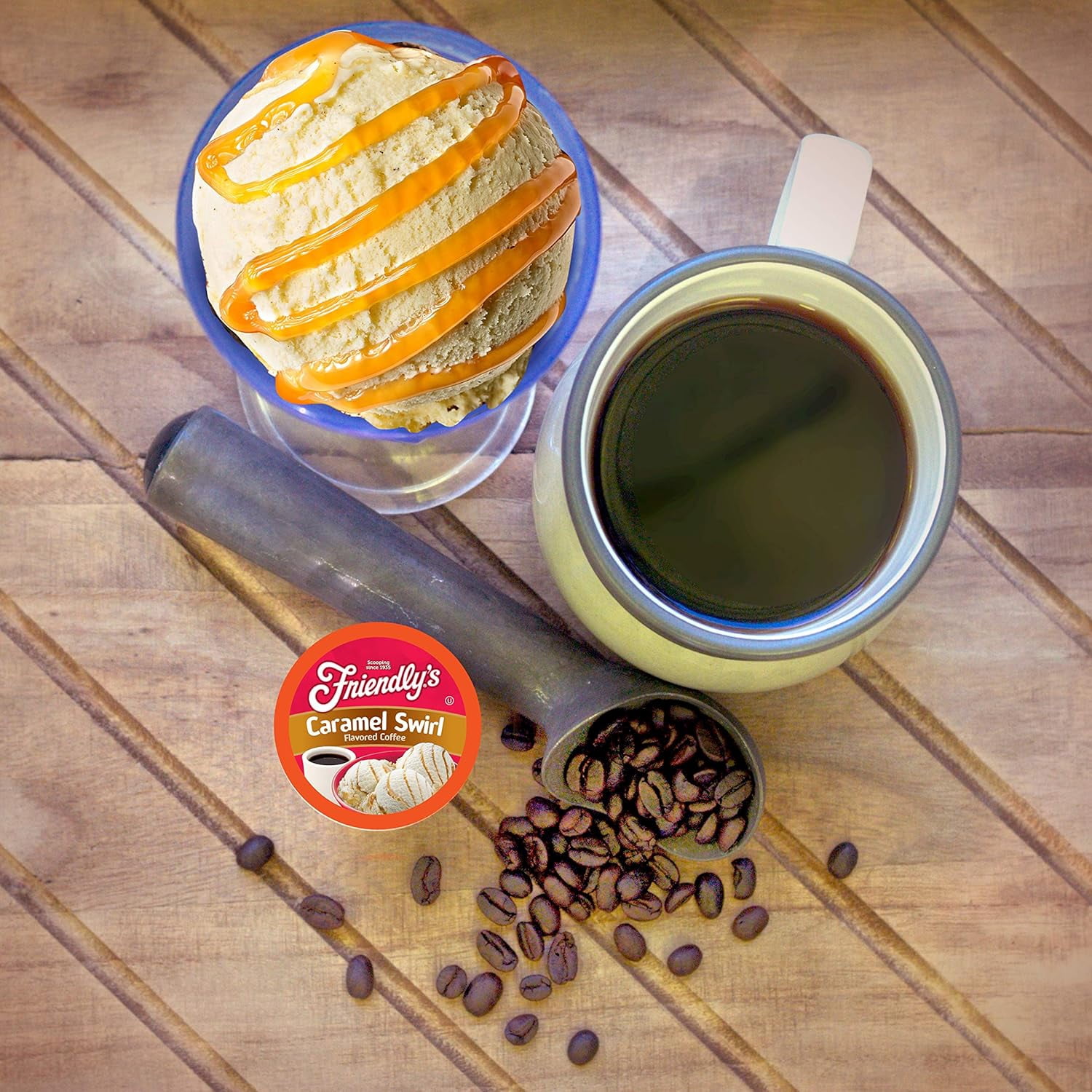 Friendly's Medium Roast Caramel FLAVORED Coffee Pods, Keurig 2.0 K-Cup Brewer Compatible, Caramel Swirl, 40 Count