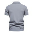 thumbnail image 3 of JTieacloth Collar Shirt for Men Mens Summer Lapel Casual Knit Shirt Fashion Solid Color Cotton Short Sleeve Tops Gray S, 3 of 6