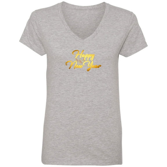 Happy New Year Ladies V Neck Tee Shirt