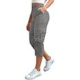 thumbnail image 3 of Kelon Women's Cargo Capri Pant Lightweight Casual Summer Straight Leg Petite Length Cropped Pants Shorts With Pockets 2XL, 3 of 6