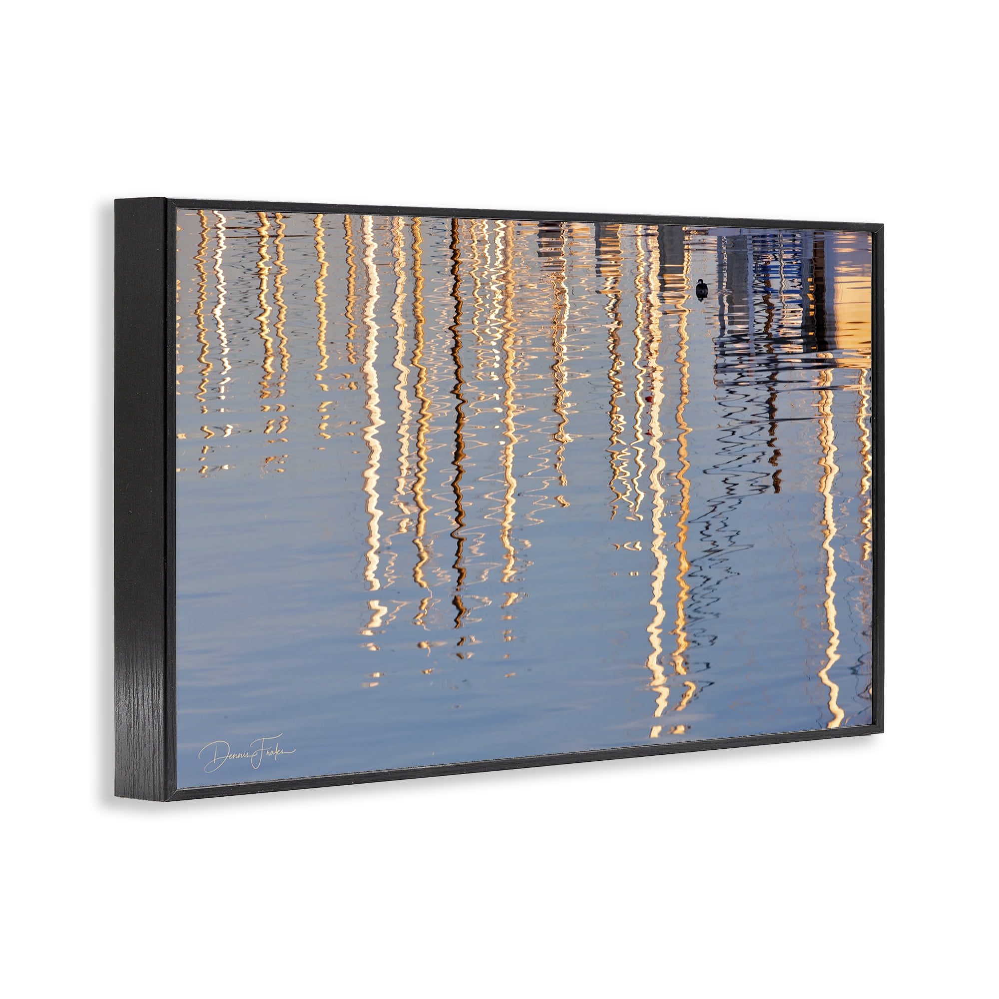 Stupell Industries Beach Post Reflections Coastal Photography Black Framed Art Print Wall Art, 24 x 16