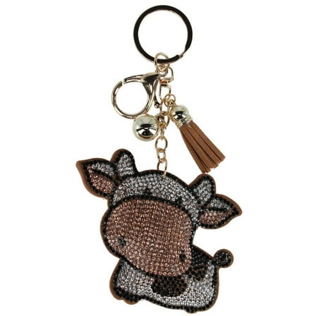 CTM  Glitter Cow Character Bag Charm with Faux Leather Tassel (Women)