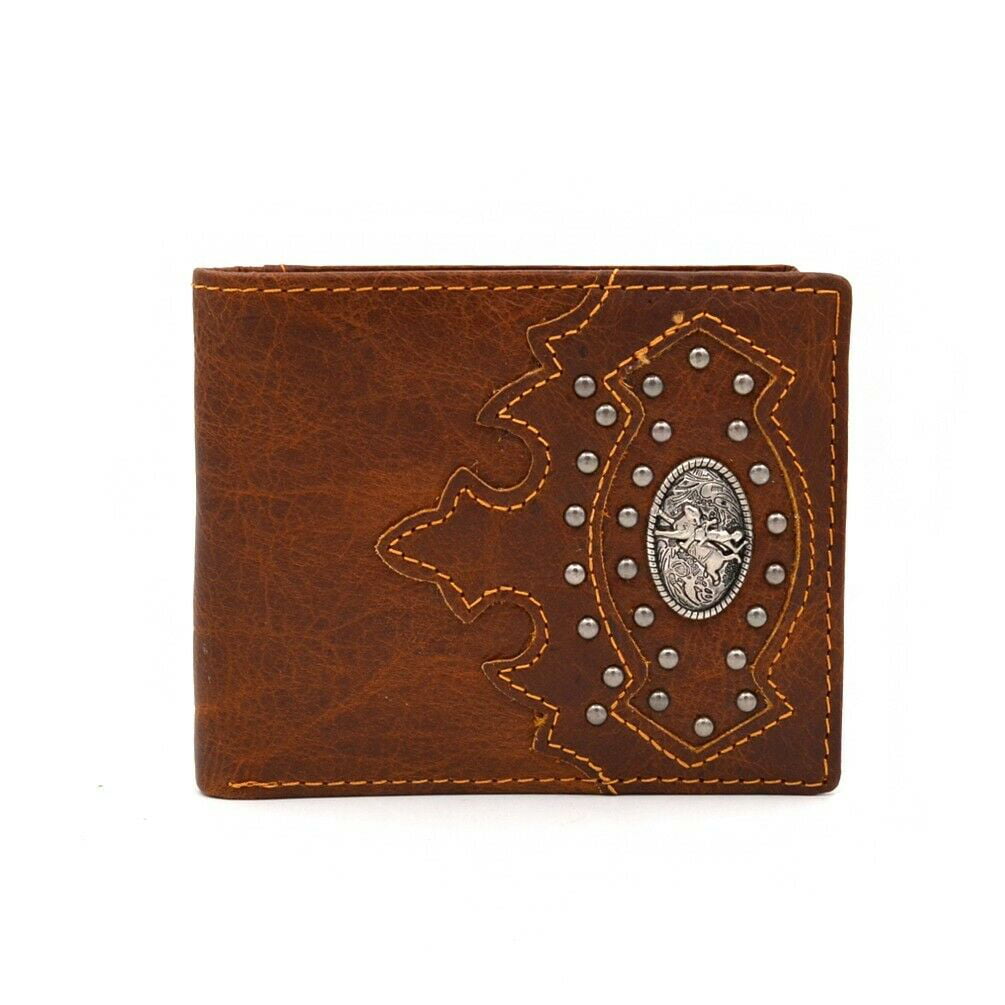 Janhooya - Mens Western Cowboy Wallet Genuine Leather Slim Bifold Wallets for Men Rodeo ...