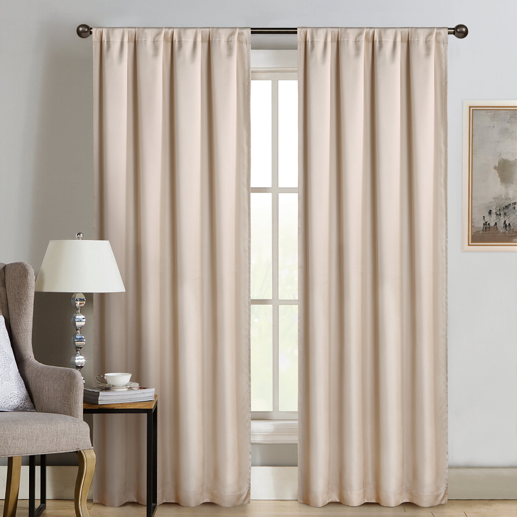 Crescent Double Layer Total Blackout Rod Pocket Single Curtain Panel 50"x84" 