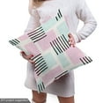 thumbnail image 4 of Ambesonne Geometric Fabric by the Yard Upholstery, Stripes and Rectangles, 2 Yards, Pale Pink Pale Blue, 4 of 4