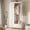 white, variant on Gaderth 79inch Armoire Wardrobe Closet, Wood and Metal Frame Clothes Storage Organizer with Double Closed Doors, Open Hanging Rod, Bottom Drawer, Freestanding Bedroom Furniture for Small Spaces