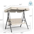thumbnail image 6 of Melocadol 3 Seats Outdoor Porch Swing Glider, Patio Swing Chair with All Weather Covered Canopy and Rust Proof Heavy Duty Stand, for Garden, Lawn, or Backyard, Garden, Beige, 6 of 6