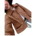 thumbnail image 2 of Women'S Winter Quilted Jackets Long Sleeve Button Down Puffer Jacket Outerwear Coats with Pockets Brown M, 2 of 6