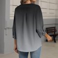 thumbnail image 3 of Bbyeadc Button Up Shirts for Women 3/4 Length Sleeve V Neck Top Tie Dye Breathable Top Fashion Loose Spring Shirts,Gray(M), 3 of 5