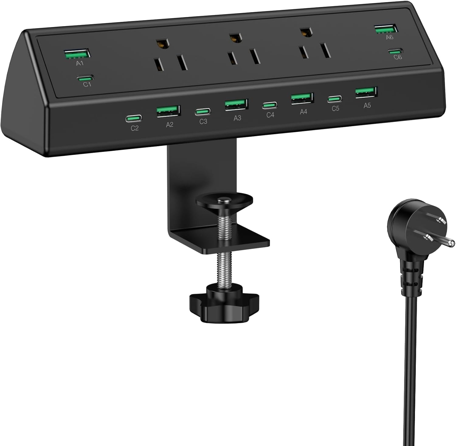 Desk Clamp Power Strip 90W, 12 USB Ports Charging Hub with 6 PD 45W USB-C, Surge Protector, ETL Listed Fast Charging Extension for Office, Home & Workstation