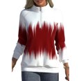 thumbnail image 1 of FASHIONWT Women Raglan Sleeve Quarter Zipper Turtleneck Geometric Graphic Terry Sweatshirt, 1 of 4