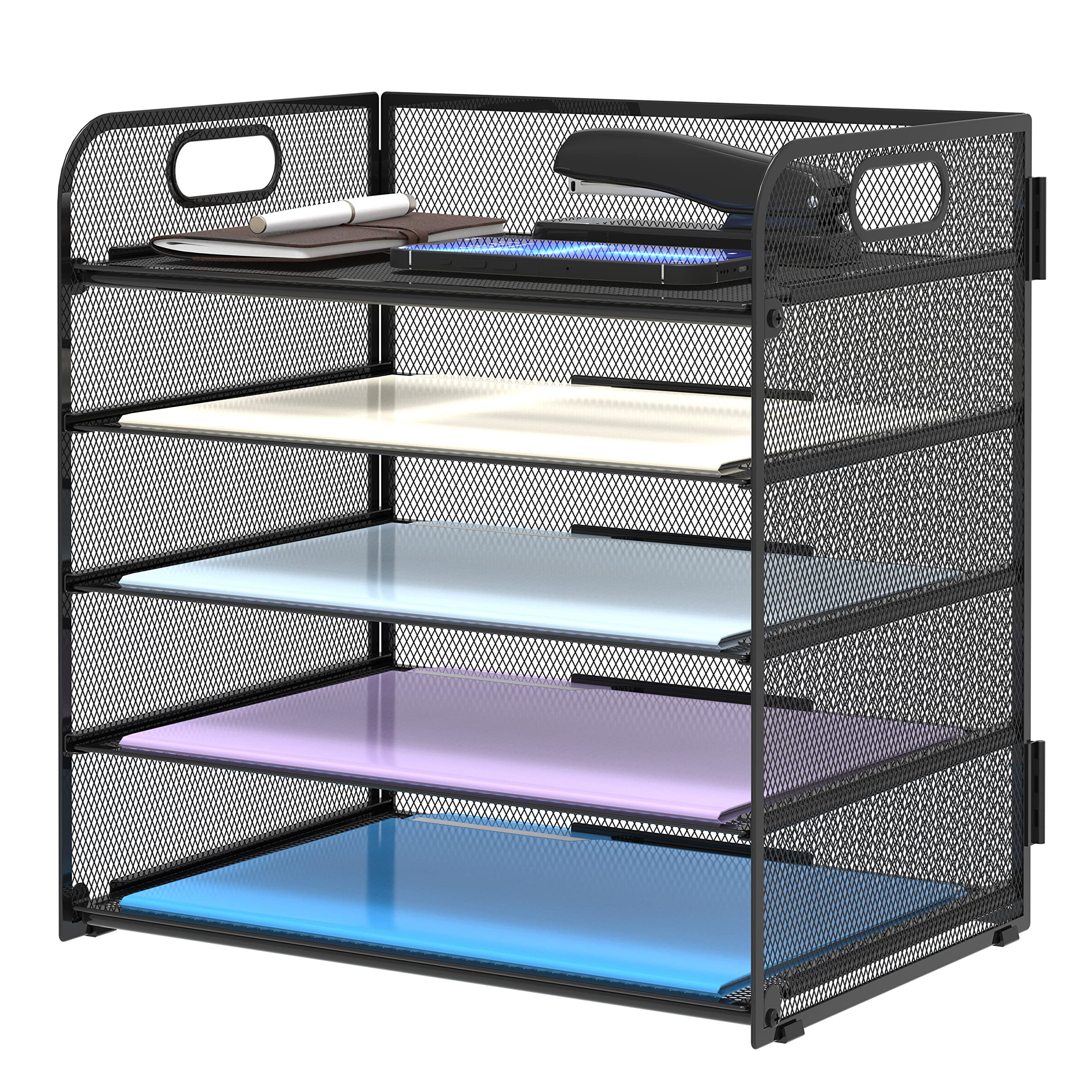 Koite 5 Trays Paper Organizer Letter Tray with HandleMesh Desk File