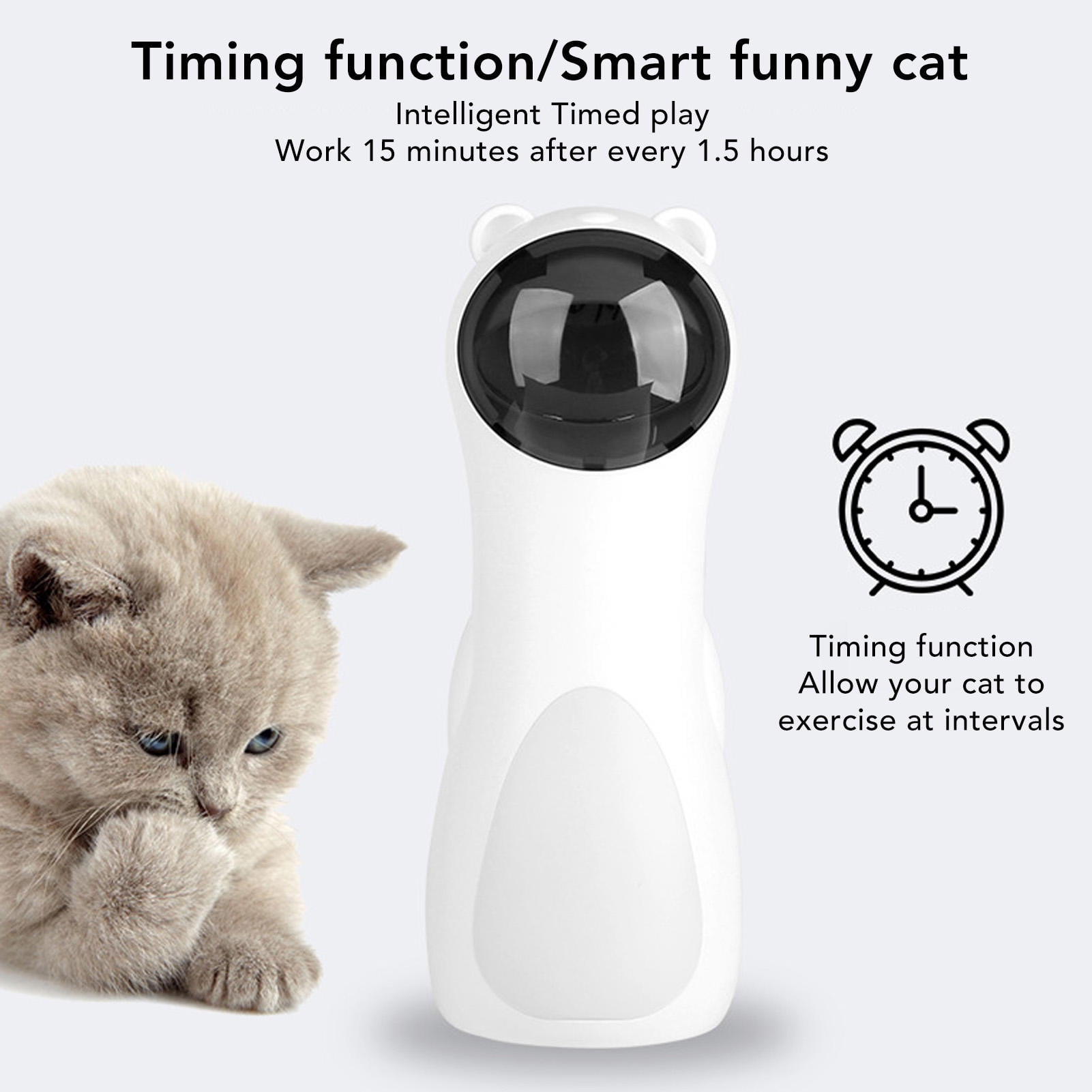 Suodoka Automatic Laser Cat Toy with 5‑Angle Rotation, Dual Power, 15‑Minute Timer, LED & Handheld Mode