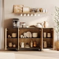 thumbnail image 4 of WAMPAT Modern Sideboard Buffet Cabinet with 4 Doors, Multifunctional Sideboard with Large Storage and T-Shaped Legs, Coffee Bar Cabinet Storage Cabinet for Kitchen, Dining Living Room, Oak, 4 of 12