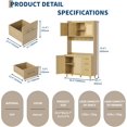 thumbnail image 2 of Juiluna Rattan Pantry Cabinet, 71 in Kitchen Pantry with Microwave Stand, Freestanding Hutch with Drawers, Doors and Hooks, Boho Storage Cabinet for Dining Room, Kitchen, Living Room, Natural, 2 of 7