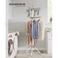 thumbnail image 3 of SONGMICS 2-Tier Clothes Drying Rack, 72-Inch Folding Laundry Drying Rack with 3 Rotatable Arms for Hangers, 24 Clips, Stainless Steel, for 27 Pieces of Clothes, Gray and White, 3 of 6