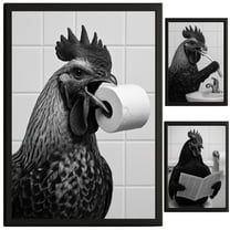 TheNameStore Rooster Bathroom Decor Farmhouse Photo Picture 8.5 x 11 Wall Art Art Prints Set of 3