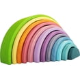 thumbnail image 2 of TEKOR Pastel Wooden 12 Pcs Rainbow Stacking Toy Set - Wooden Stacker Toys Montessori Educational Stackable Puzzles for Kids, Colorful Nesting Rainbow Gifts, 2 of 9