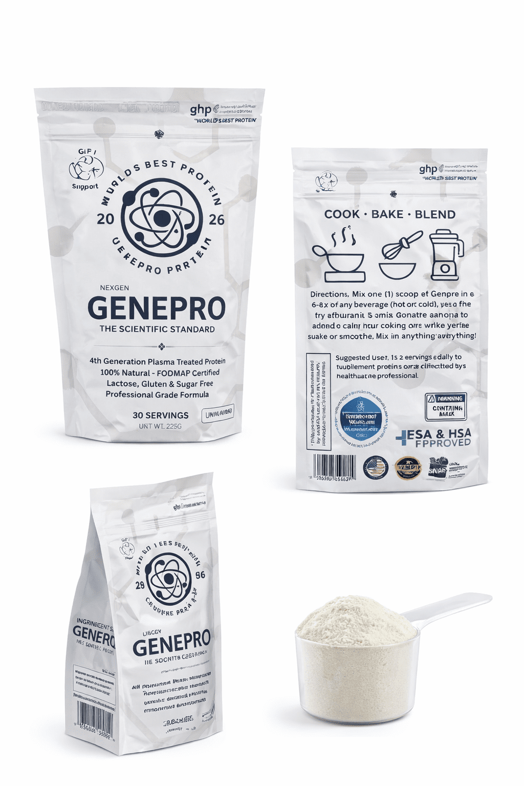 Genepro Protein Powder Unflavored Lactose-Free Gluten-Free 1 Count