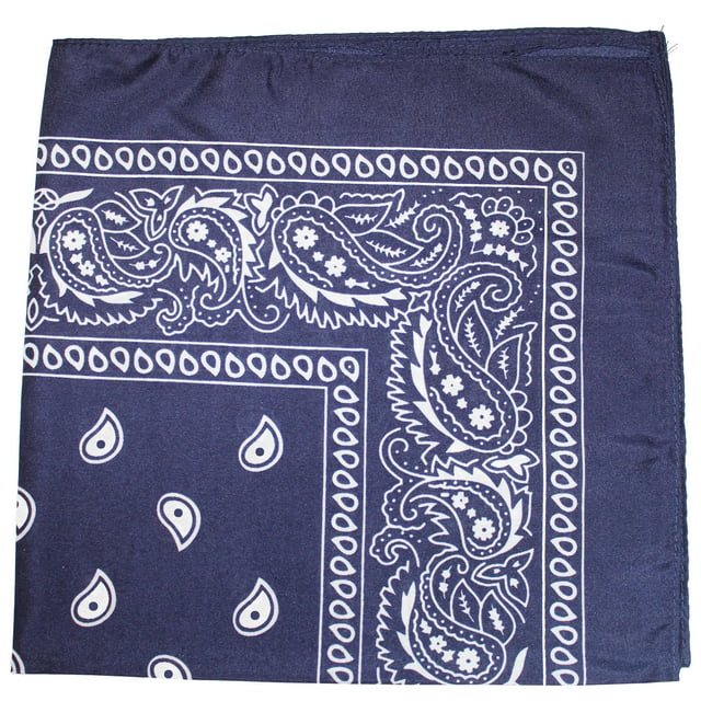 Qraftsy Foulards Édition Très Grande en Coton - Cachemire et Uni (Cachemire Bleu Marine