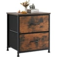 thumbnail image 2 of Nightstand Small Dresser with 2 Fabric Drawers Side Tables Bedroom End Table Kids Bedside Storage Furniture for 20 inch Tall Night Stand for Closet, Entryway, College Dorm,Brown(2 Pack), 2 of 9