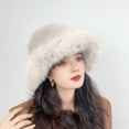 thumbnail image 2 of qolati Women's Fuzzy Wide Brims Faux Furs Bucket Hat Winter Warmer Fisherman Cap for Fashionable Ladies, 2 of 3