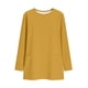 thumbnail image 3 of Tops de Manga Larga de las Mujeres Casual Color Sólido Cuello Redondo Suelto Encaje Superior con Bolsillo, Tops de Manga Larga de las Mujeres, 3 of 8