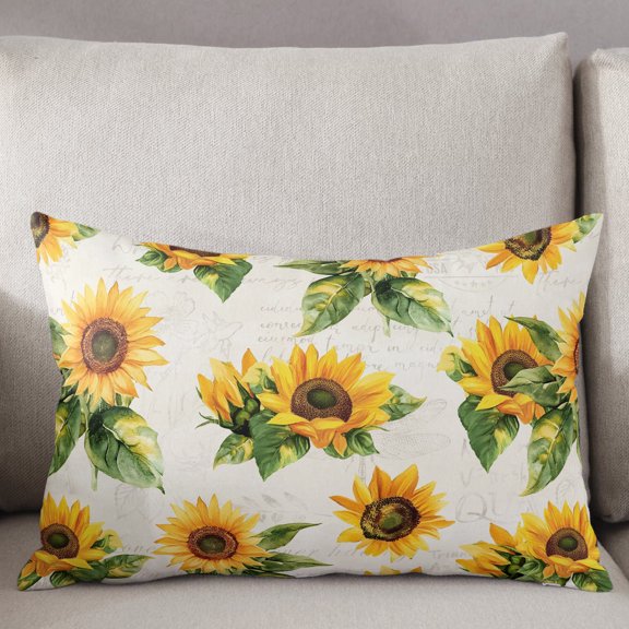 Decorative Pillow Cover 16x24 Inch Farmhouse Sunflower Lumbar Pillow Cover Vintage Floral Soft Cushion Covers for Sofa Couch Bed, Living Room Home Decor