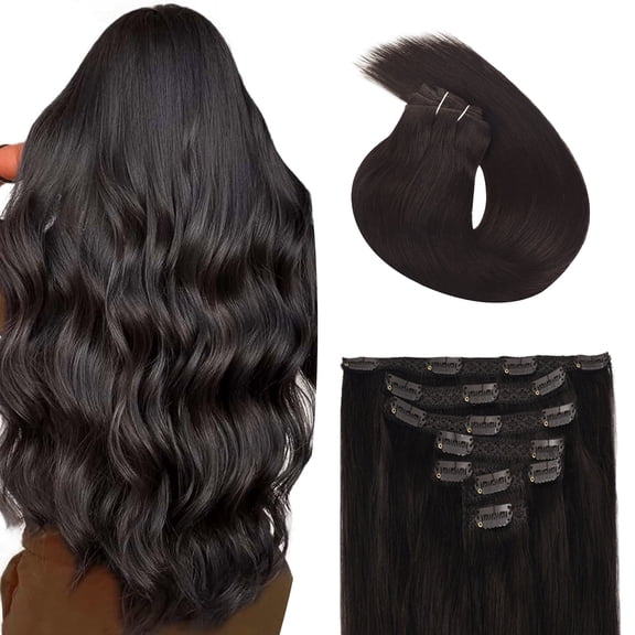 Vlasy Straight Clip In Hair Extensions 16inches Real Human Hair 7Pcs Clip In Dark Brown Human Hair Extensions
