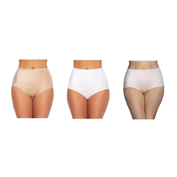 3 Pack - Vanity Fair Womens Smoothing Comfort Brief Style-13270, Damask Neutral/White/Sheer Quartz, Size 9