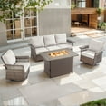 thumbnail image 3 of POCASSY Outdoor Furniture Set with Fire Pit Table - Patio Furniture Set with Outdoor Couch Swivel Patio Chairs and 50000BTU Fire Pit, Wicker Patio Furniture Set for Backyard Porch, Beige, 3 of 15