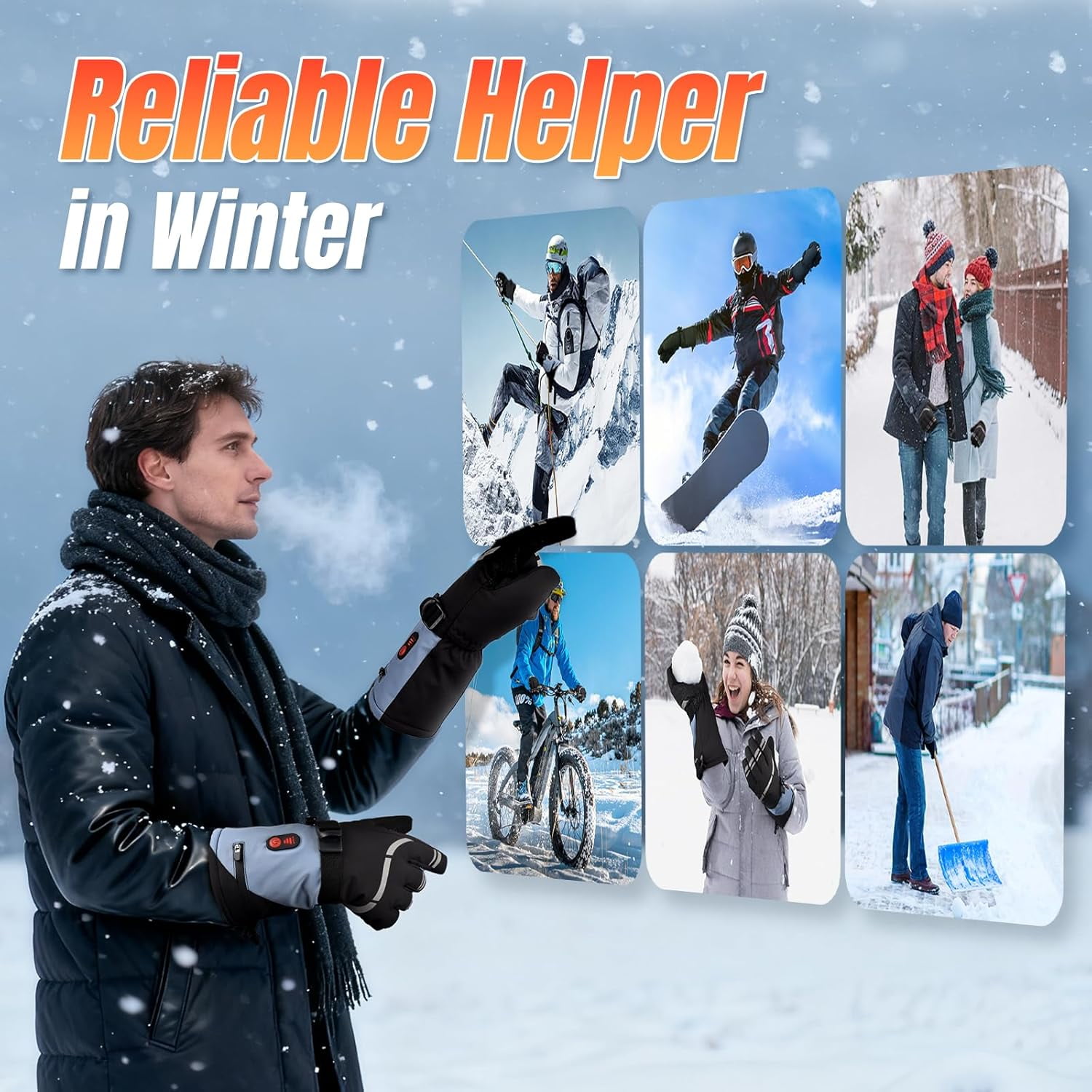 Heated Gloves for Women Men, 3 Heating Levels Hand Warmers Rechargeable with Touchscreen, 7.4V/3200mAh Battery Windproof & Waterproof Electric Winter Gloves for Motorcycle Ski Camping