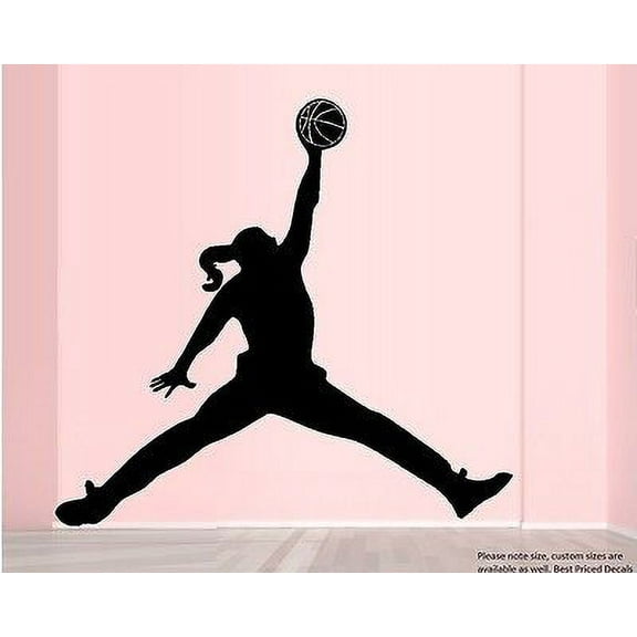 Basketball Jump Girl  ~ Wall or Window Decal 21" x 21"