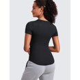 thumbnail image 2 of Camisa CRZ YOGA de modal acanalado de manga corta negra para mujer, 2 of 6