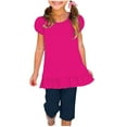 thumbnail image 2 of CYRBOKO Girls Short Sleeve Tops with Ruffle, Puff Sleeve Crewneck Cotton Summer Short Sleeve Tops Hot Pink Size 0-1 T, 2 of 8