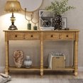 thumbnail image 1 of Topcobe Table de Console Table de Canapé 2 Couches, Table d'Entrée avec Tiroirs, Table Longue de Comptoir derrière le Canapé, Marron, 1 of 6