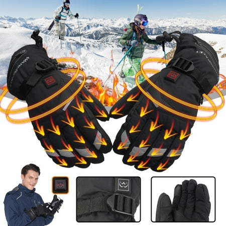 3 Control Level Electric Heated Heating Winter Warm Gloves Waterproof Motorcycle Skiing Full Finger Gloves Rechargeable Christmas