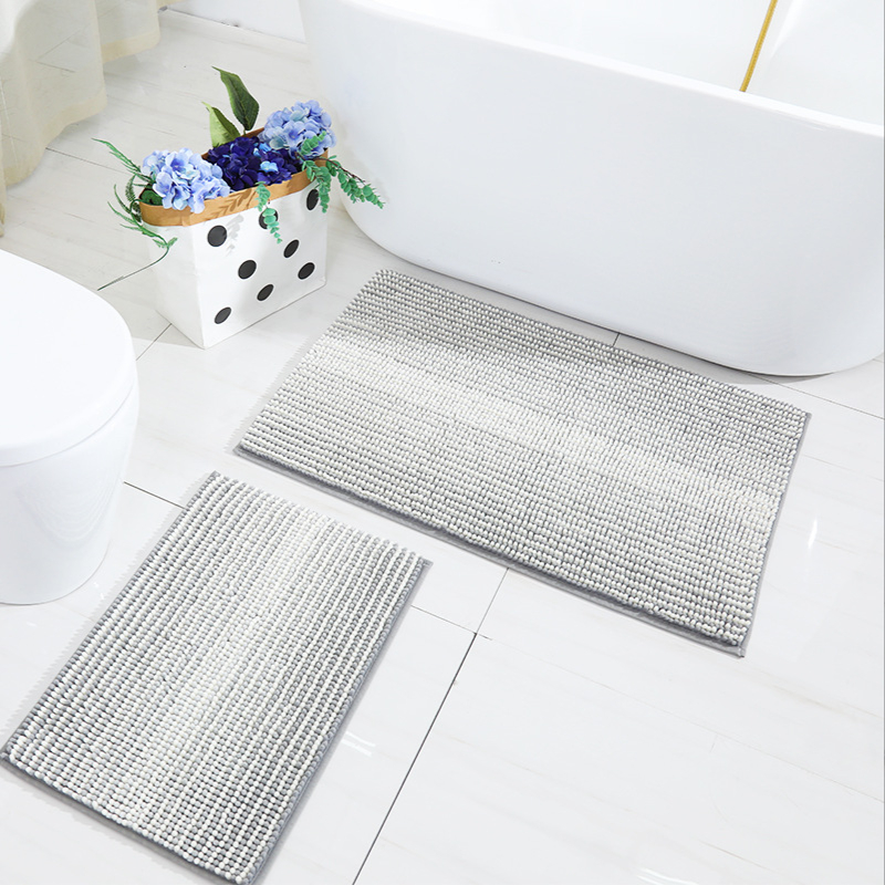 Bathroom Rugs and Mats Thick Absorbent Chenille Bath Mat Rug Set Non