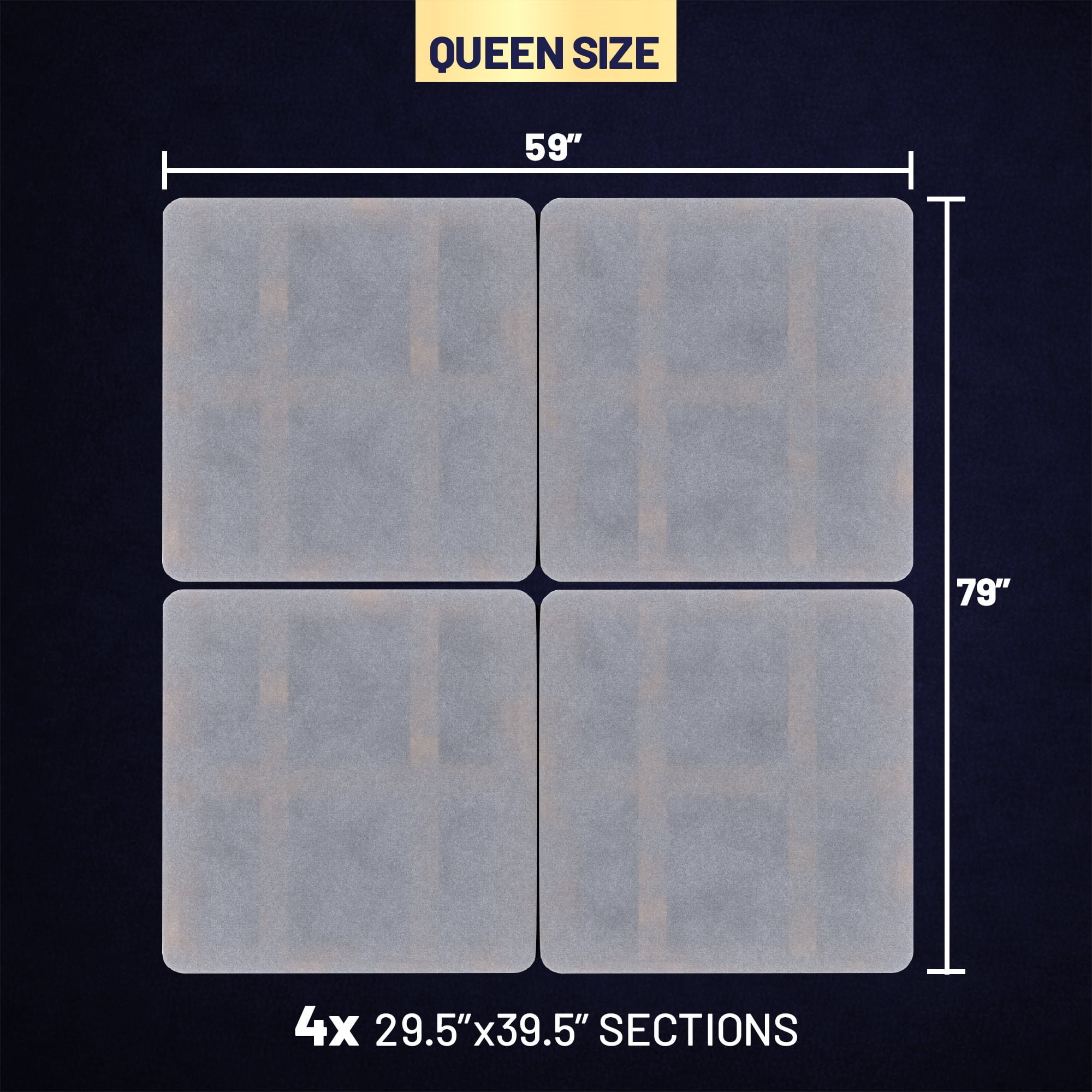 Continental Sleep, 1.5" Split Wood Bunkie Board Queen Size Bed, 4-Piece Under Mattress Support, Fully Assembled, Fabric Ventilation Cover-Replaces Wooden Slats or Box Spring for Bed Frames