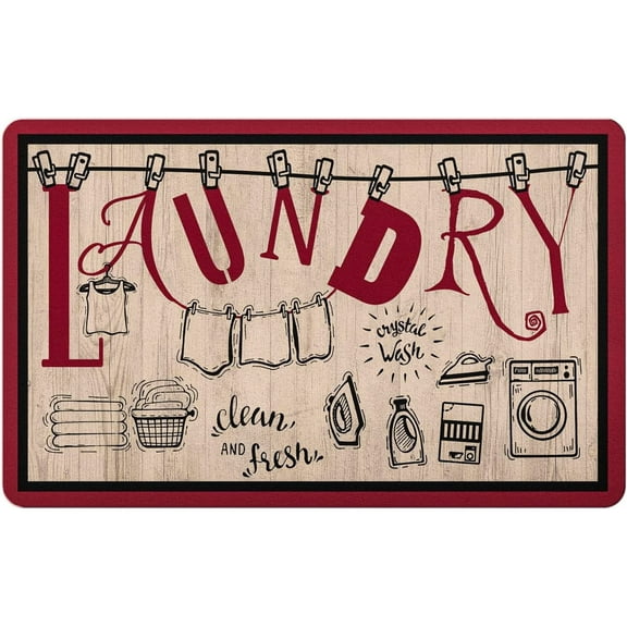 Laundry Room Runner Rug Non-Slip Rubber Laundry Floor Mat Durable Washable Mats for Washhouse Kitchen Doormat Farmhouse Decor 32*20 inch