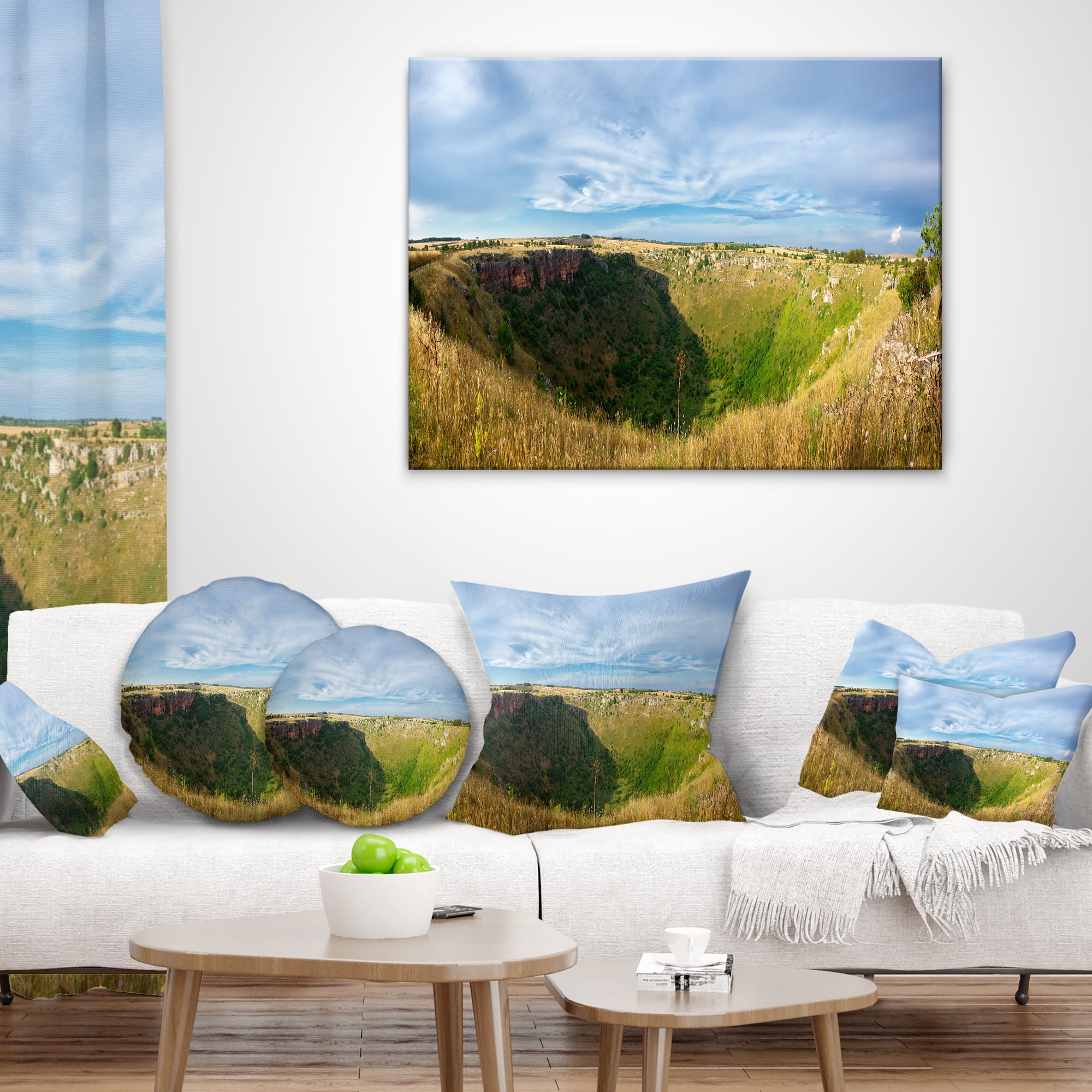 Designart Pulo Di Altamura Panorama - Landscape Printed Throw Pillow - 18x18
