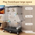 thumbnail image 4 of Qiyester Parrot Cages Portable Birdcage Pet Nest House w/Wheels Swing Ladder Feeders Slide-Out Tray for Small Mid-Sized Birds (Black), 4 of 10