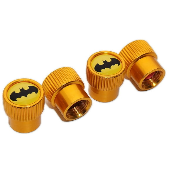 4pcs Universal Fit Batman Car Wheels Tire Air Valve Caps Stem Dust Cover Gold