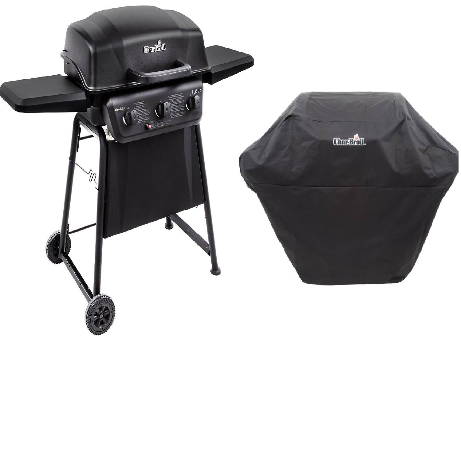 CharBroil 3 Burner Barbecue Cooking Propane Grill + 3 Burner Heavy Duty Cover