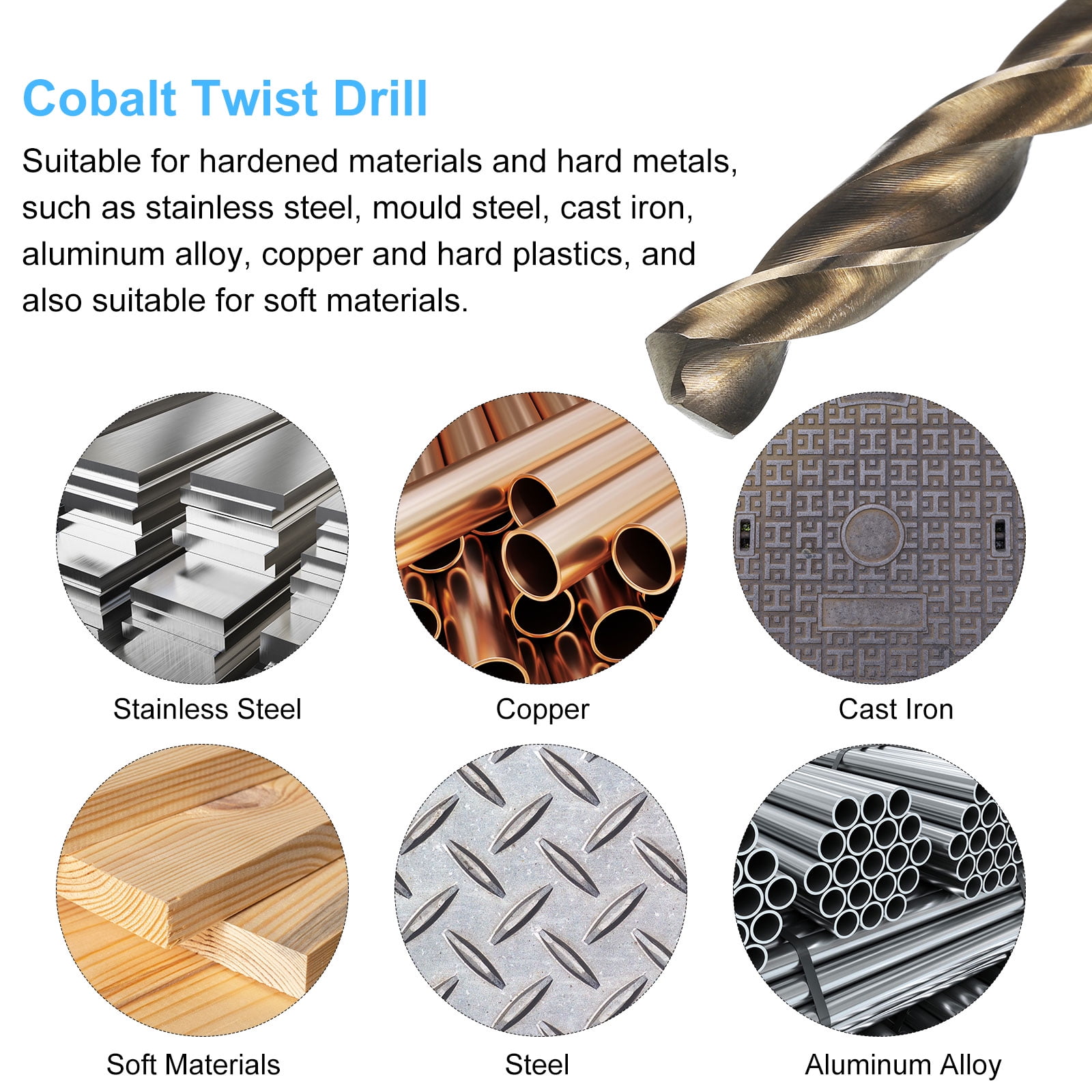 10pcs M35 Cobalt Drill Bit Set 7mm Cobalt High-Speed Steel