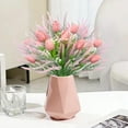 thumbnail image 4 of Ramo de tulipanes de lavanda artificial - 12 flores de plástico rosa de tallos para decoración del hogar, arreglo floral artificial realista de 35 cm, 4 of 6